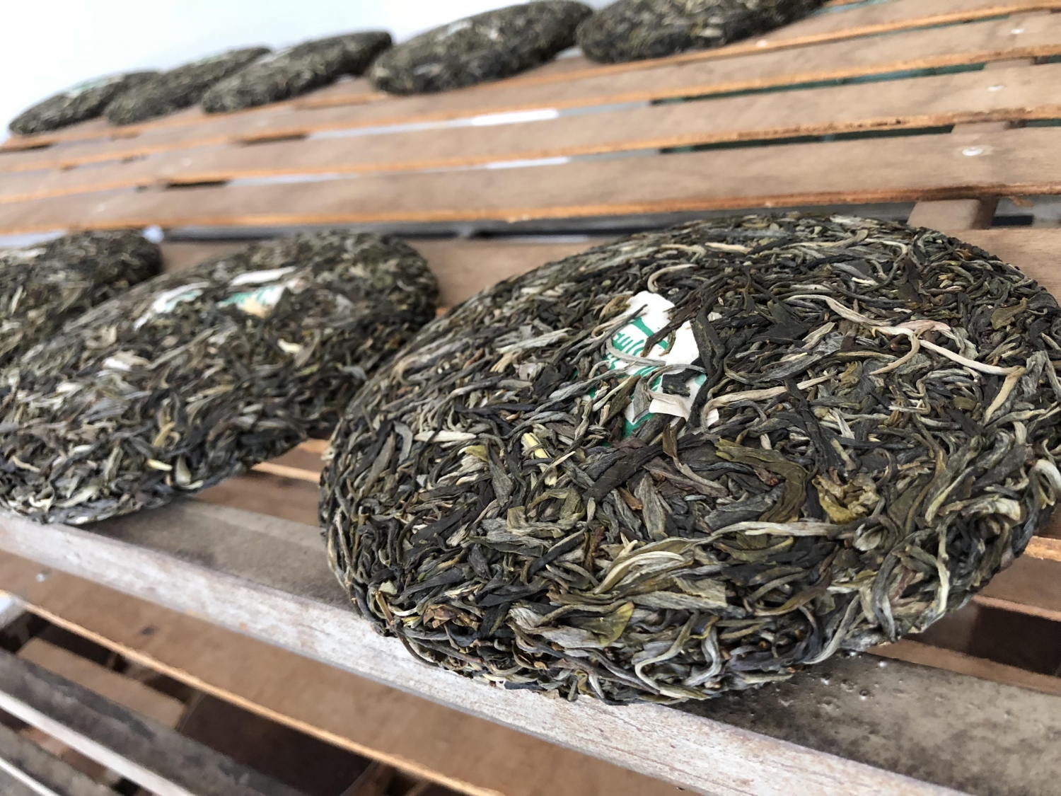 Pu'er Sheng Bing tea waiting to be wrapped
