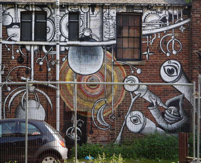 Phlegm street art at Rare and Racy