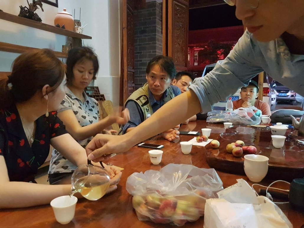 Enjoying Gongfu cha with Mr Chen